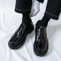 Chaussures d'été en cuir pour hommes, style anglais, décontractées et habillées, à lacets, semelles épaisses, souples, légères, respirantes, rehaussantes