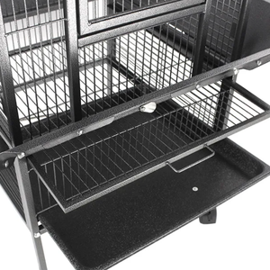 Grandes cages à oiseaux modernes de luxe pour perroquets, en acier et bois, structure stable et sécurisée pour animaux de compagnie - Product Image 4