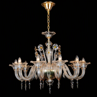 Lustre en verre soufflé à la main de style Murano, luminaire suspendu décoratif en verre artistique pour salle à manger de villa