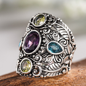 Anello Vintage con Texture a Foglia per Donne, Stile Etnico, Accessorio da Dito Audace e alla Moda per Feste, Regalo - Product Image 6