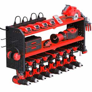 Étagère métallique robuste pour garage, organisateur de boîte à outils à fixation murale avec 8 supports pour perceuses - Product Image 1