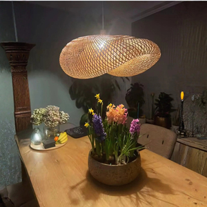 Bamboo Pendant <b>Light</b> Rattan Woven Hanging Lamp Vintage LED Chandelier Dining Living Kitchen <b>Boho</b> <b>Ceiling</b> OEM Supplier - Product Image 3