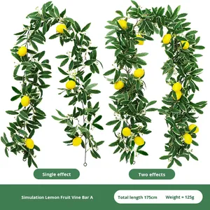 Decorazione da parete o da tavolo in finta vite di limone di alta qualità, con foglie verdi dense, resistente ai raggi UV, 200 cm. - Product Image 3