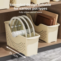 Panier de rangement de cuisine coulissant et peu encombrant en plastique ventilé pour couvercles et casseroles