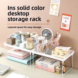 رف تخزين مكتبي مزدوج الطبقة قابل للتعديل رف تصريف بلاستيكي متعدد الوظائف شائع لمتنوع المطبخ - Product Image 1