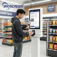 Impresora de escáner para interiores de pie INGSCREEN, quiosco de pago con pantalla táctil capacitiva con lector de código de barras, quioscos de pago SDK