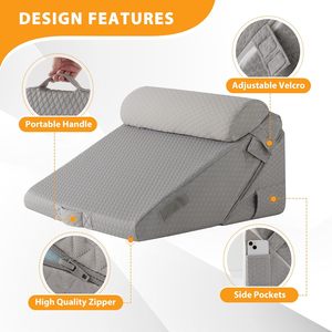 Coussin de chevet multifonctionnel en trois pièces Coussin de dossier de canapé Coussin compensé en mousse à mémoire de forme Motif solide <span class=keywords><strong>Oreiller</strong></span> de taille pour chambre à coucher <span class=keywords><strong>Amazon</strong></span> - Product Image 6