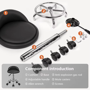 Tabouret de <span class=keywords><strong>bar</strong></span> à colonne d'air de 3e niveau avec réglage en hauteur et fonction pivotante, chaise de <span class=keywords><strong>bar</strong></span> en cuir, outils de coiffure, chaise de barbier - Product Image 5