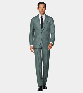 MTM su misura mezza tela <span class=keywords><strong>verde</strong></span> abiti da <span class=keywords><strong>uomo</strong></span> in lana seta abiti Slim Fit per <span class=keywords><strong>uomo</strong></span> - Product Image 1