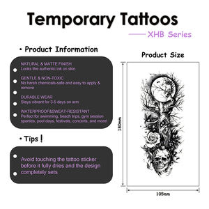 Hermosos tatuajes temporales de flores impermeables grandes para mujeres Transferencia de agua no tóxica Arte corporal Decoraciones festivas para fiestas - Product Image 3