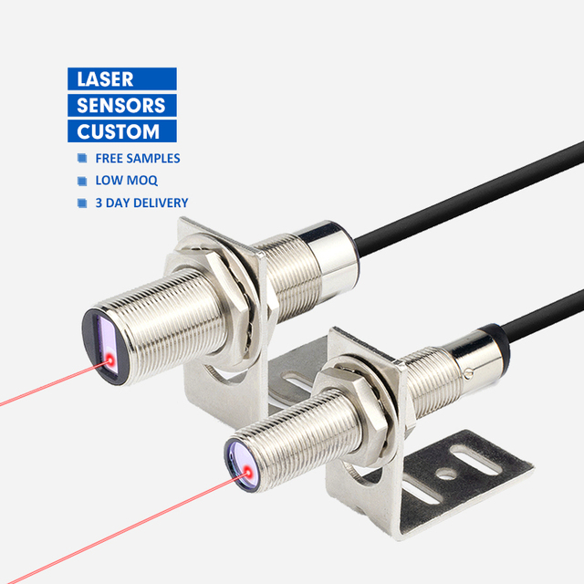 M12 200mm NPN NO Laser Diffuse Optical Proximity Sensor for Position Detection