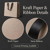 Sacs cadeaux en papier kraft de luxe personnalisés avec poignées en ruban pour boutique, artisanat, emballage de vente au détail, commandes personnalisées en gros