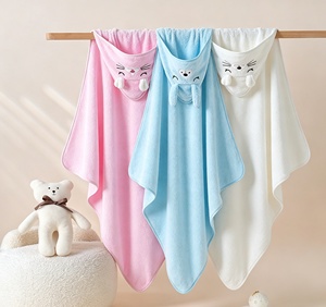 <span class=keywords><strong>Accappatoio</strong></span> per Bambini - Asciugamano con Cappuccio per Neonati in Spugna di Corallo Spessa e Assorbente con Ricamo Cartoon - Product Image 1