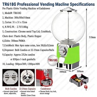 Distributeur de bonbons TR618G de 1 pouce avec monnayeur et tiroir-caisse, corps en plastique, machine à capsules pour la vente au détail