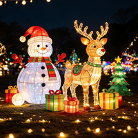 Lanterne de festival LONGTU personnalisée avec rennes LED, résistante aux intempéries, en tissu de soie, pour affichage lumineux de Noël dans les centres commerciaux et les places publiques