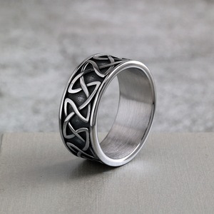 yunnique Nordic Vintage Stainless Steel Unisex <b>Ring</b> <b>Celtic</b> Knot Design Hip Hop Style Jewelry Gift - Product Image 2