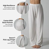 Pantalon de détente pour femmes SK1436 en modal et élasthanne, doux et agréable pour la peau, taille élastique, boutons, poches arrière, jambes larges