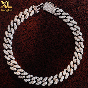 Wholesale Price S925 Silver Rhodium Plated Luxury Iced Out D VVS Moissanite Cuban Chain Bracelet 6mm-15mm Women <b>Men</b> - Product Image 3