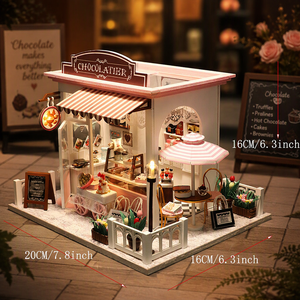 Hamaileon Kit de Casa en Miniatura DIY, Casa de Madera en Miniatura de Chocolatería Francesa, Tienda de Repostería con Luces LED Cálidas para Adultos - Product Image 3