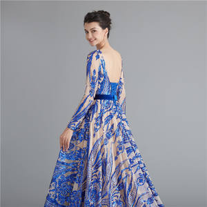 6 renk bordo yeşil lacivert kırmızı mavi gül altın Sequins nakış 2019 yeni özel yapılmış bir çizgi artı boyutu uzun kollu balo kıyafetleri - Product Image 5