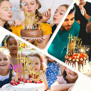 In Stock Wholesale Acrylic 3D Gold <strong>Happy</strong> <strong>Birthday</strong> Letter Cake Topper Decorations Supplies - Product Image 4