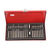 Lot de 40 clés à cliquet en acier haute résistance, jeu d'outils à douilles, entraînement 1/2 pouce, avec mallette rigide verrouillable rouge, garantie 3 ans