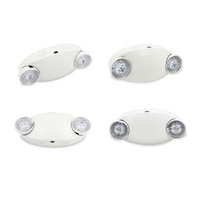 Lampe de Secours LED Double Tête Intérieur/Extérieur avec Interrupteur, Batterie Lithium-Ion, Plastique ABS Blanc, Indice IP30, Autonomie 3H