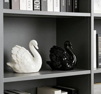 Ornement Cygne en Porcelaine Blanche Moderne, Figurine Animale Faite à la Main pour la Décoration de Table à Domicile