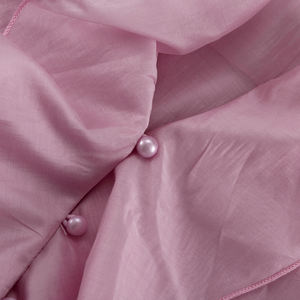 Alla moda abiti estivi rosa con volant <span class=keywords><strong>corti</strong></span> e abbottonati di perle da donna top eleganti camicette da donna 2025 - Product Image 6