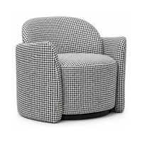 Fauteuil club moderne en tissu pied-de-poule, dossier rond, revêtement tissé, chaise à carreaux noir et blanc, pour hall d'hôtel et sièges commerciaux