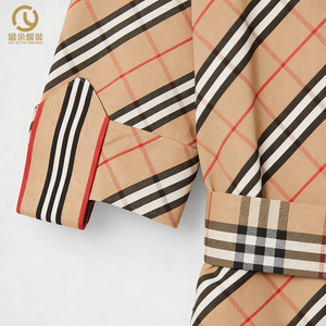 Robe Tunique Courte Décontractée et Charmante pour <span class=keywords><strong>Femme</strong></span>, Manches Courtes, Imprimé <span class=keywords><strong>Carreaux</strong></span> avec Lacets, Style Chemisier et T-shirt, avec Poches - Product Image 4