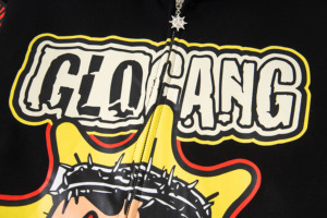 Glo Gang Heavyweight Cotton Rhinestone Full Zip Hoodie Sun Logo Graphic Oversized <span class=keywords><strong>Drill</strong></span> <span class=keywords><strong>Rap</strong></span> Y2K Streetwear Hooded Jacket - Product Image 4