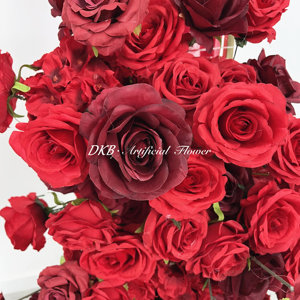 DKB luxury wedding background stage decoration red rose 5d artificial wedding backdrop decor rose floor flower - Product Image 5