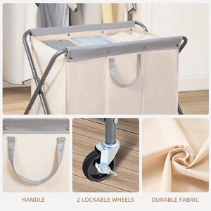 Trieur à linge à usage intensif 160L 3 sections Panier à linge roulant amovible Sac facile à ranger X Cadre Organisateur <span class=keywords><strong>Meubles</strong></span> <span class=keywords><strong>de</strong></span> <span class=keywords><strong>salle</strong></span> <span class=keywords><strong>de</strong></span> <span class=keywords><strong>bain</strong></span> - Product Image 4