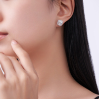 Boucles d'oreilles clous en argent sterling 925 avec moissanite 3 carats pour femme, sertissage micro-pavé halo coussin, boucles d'oreilles diamant moissanite