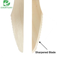 Couteau à steak en bois de bouleau naturel biodégradable de haute qualité, 6,3 pouces (16 cm), écologique, jetable, pour le camping