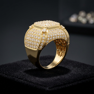 Bague pour homme en argent 925 avec diamant de laboratoire taille brillant rond, style hip-hop, couleur D, pour usage quotidien - Product Image 1