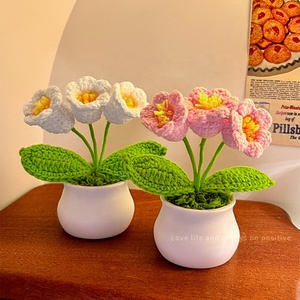 Flores Artificiales Tejidas a Mano en Maceta, Lirio de los Valles, Decoración para el Hogar, Regalo para el Día de la Madre, Ramo de Girasoles - Product Image 1