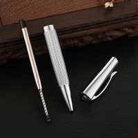 Stylo en acier inoxydable à tête carrée sans rayures Autorité épaisse Stylo à ondulation personnalisé Stylo à bille en métal argenté avec logo de gravure