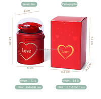 Mini Zylindrische Herzförmige Schiebebox mit Konservierten Blumen Wasserdichte Schmuckbox für Valentinstag Muttertag