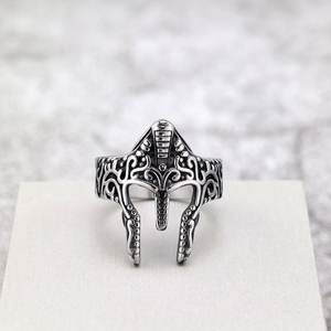 Bague pour homme en acier inoxydable de style rétro européen américain, casque de guerrier spartiate, masque, bijoux de style hip-hop, cadeau - Product Image 3