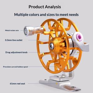 Moulinet de pêche sur glace droitier léger 50g, rapport 1:1, en alliage d'aluminium CNC creux avec guides en céramique, pour rivières et lacs - Product Image 3