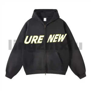 Unisex Hoodies yüksek kalite moda kişiselleştirilmiş Tye boya özel baskı Zip Up yıkanmış boy Hoodies üreticisi