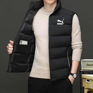 Gilet <span class=keywords><strong>Invernale</strong></span> da Uomo Lungo e Spesso, Vendita Calda, Alta Qualità, Casual, con Colletto Alto e Chiusura a Cerniera, Tinto in Capo - Product Image 2