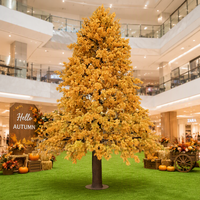 Grand arbre artificiel personnalisé en fibre de verre, type Penglai Pine ou Metasequoia, couleur orange, pour la décoration paysagère des parcs à thème