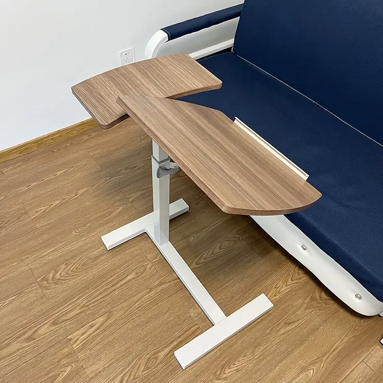 Hastane yüksekliği ayarlanabilir gaz lifti masa yatak yan dizüstü bilgisayar masası devirmek masaüstü kanepe yan oturmak ve pnömatik masa standı