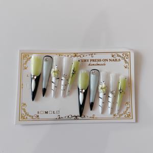 Nuevo diseño <span class=keywords><strong>fucsia</strong></span> 3D Extra largo cuadrado <span class=keywords><strong>uñas</strong></span> postizas Y2K alta calidad Prensa en <span class=keywords><strong>uñas</strong></span> al por mayor - Product Image 3