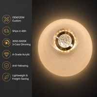 Applique murale LED circulaire moderne 10W, texture cristal, intensité variable, 3 CCT, CRI 90 élevé, éclairage intérieur professionnel