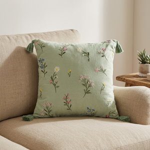 Embroidered 100% Cotton Vintage Square Envelop Closure <b>Cushion</b> <b>Cover</b> - Product Image 4