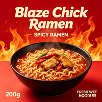 Nouilles instantanées blé dur saveur poulet, faible teneur en gras, pré-cuites, Blaze Chick, durée de conservation 1 an, vente en gros